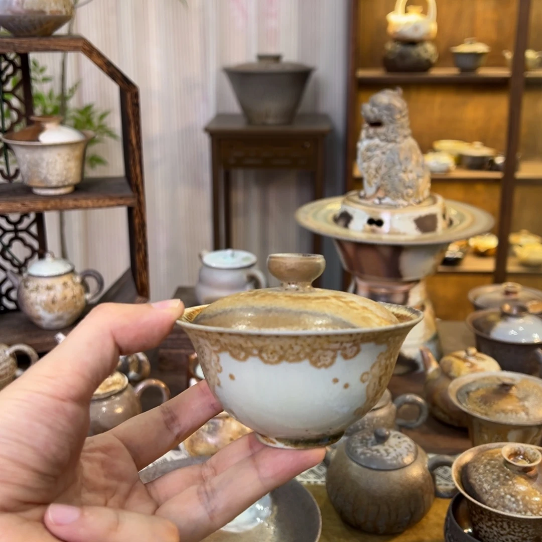 不染柴烧精品盖碗