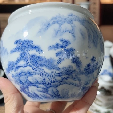 陶汪派山水汪沁青花福利不退不换