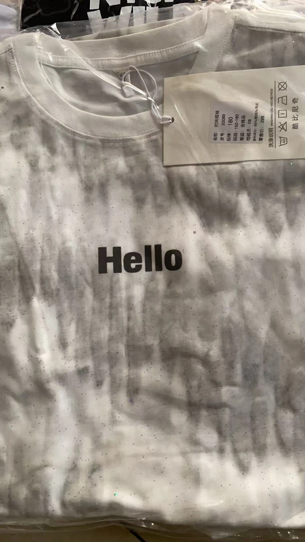 橙子家 0089#hello重工水洗潮牌短袖