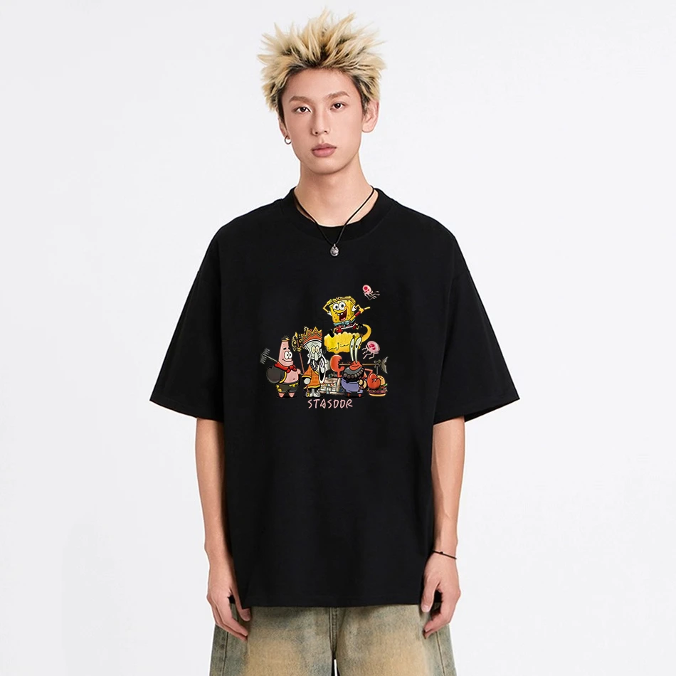 STA.SOOR【海绵宝宝西游】短袖印花夏季T恤休闲男装半袖上衣女情侣