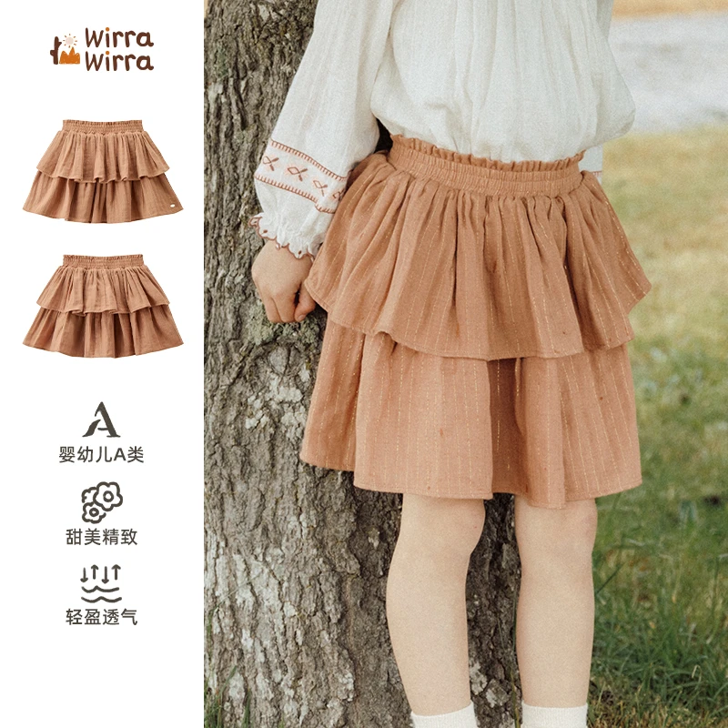wirrawirra北欧风春季新款金丝提花双层纱纯棉恬谧庄园蛋糕短裙