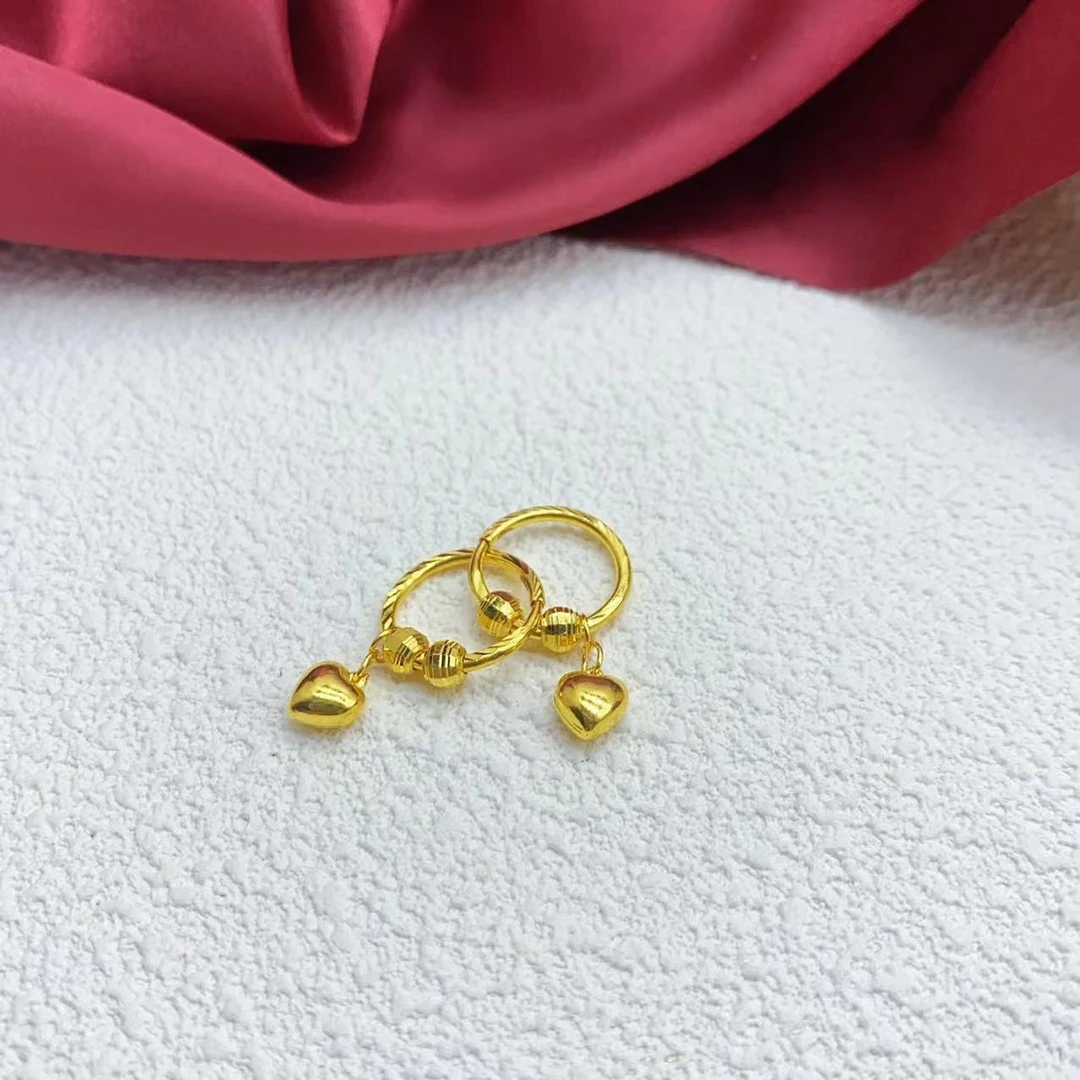 【木韵阁】足金999 5G黄金提溜爱心耳圈耳钉时尚百搭大气 3.8