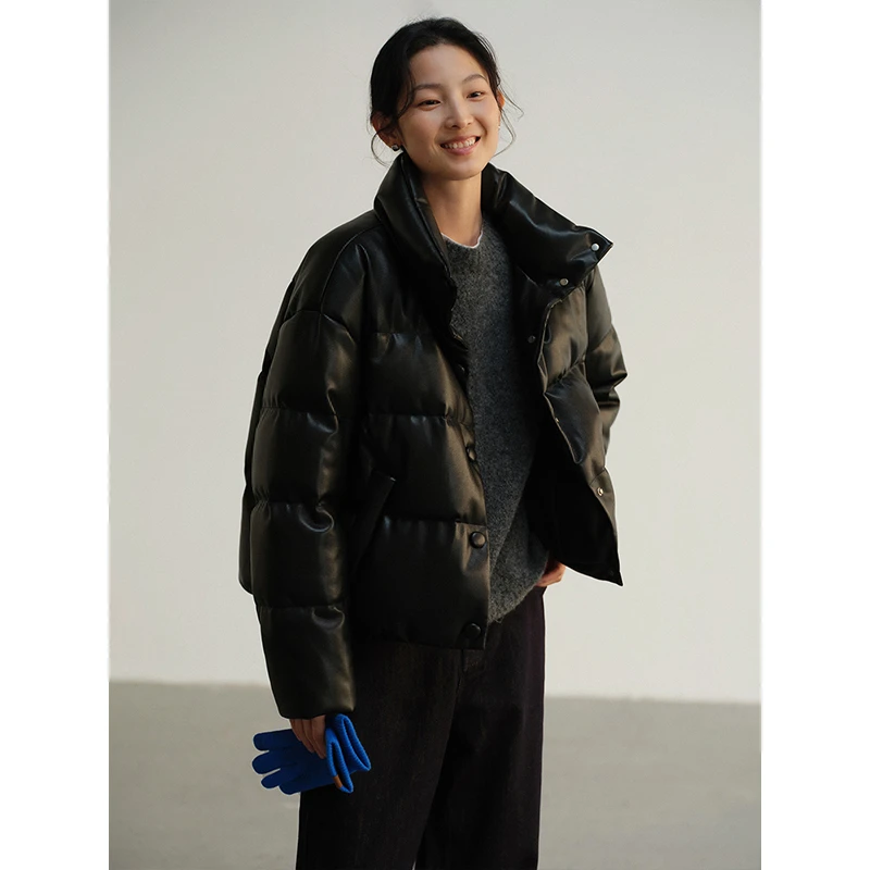 年终大促【1413】立领短款女冬季新款高级感加厚90白鸭绒黑色保暖