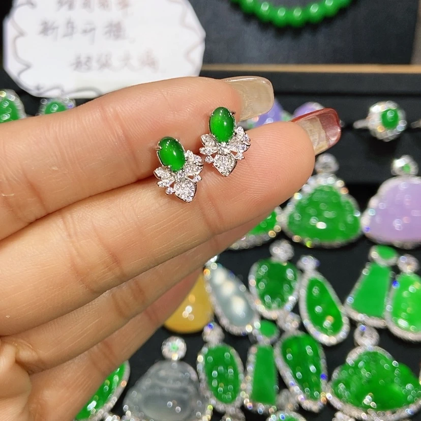 【闪购商品】翡翠耳饰未镶嵌天然翡翠