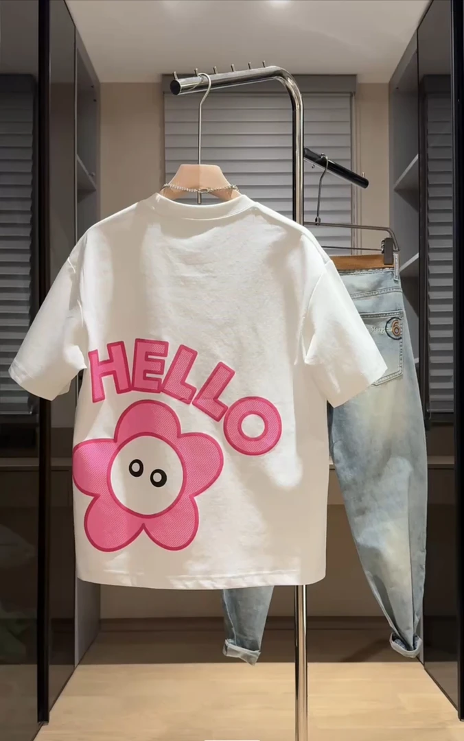 2025夏季新款男士短袖休闲卡通印花圆领上衣百搭半袖潮牌打底T恤