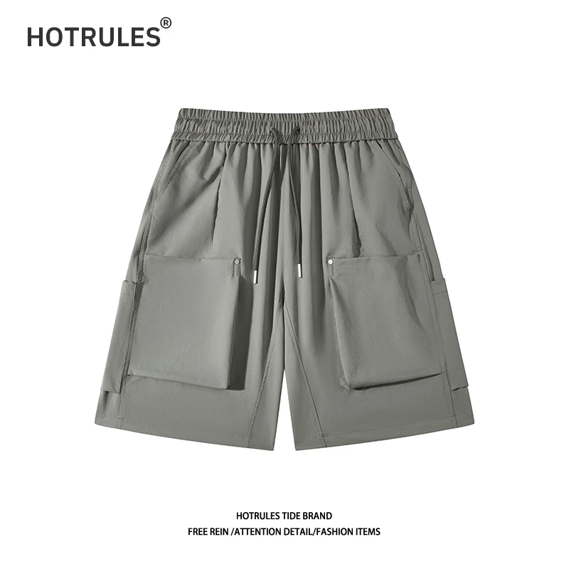 HOTRULES夏季新款工装短裤大口袋宽松直筒速干凉感运动休闲五分裤