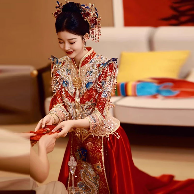 夏季秀禾服2025新娘结婚中式婚礼嫁衣显瘦龙凤褂高级秀禾服敬酒服