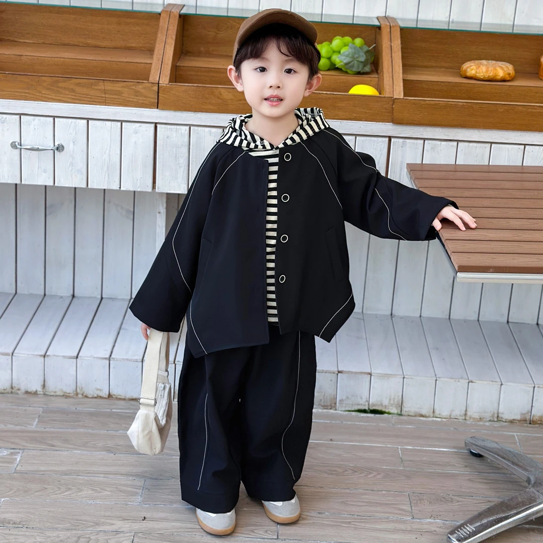 韩范痞帅小男童装早秋套装儿童马甲三件套男宝2025新款小男孩衣服