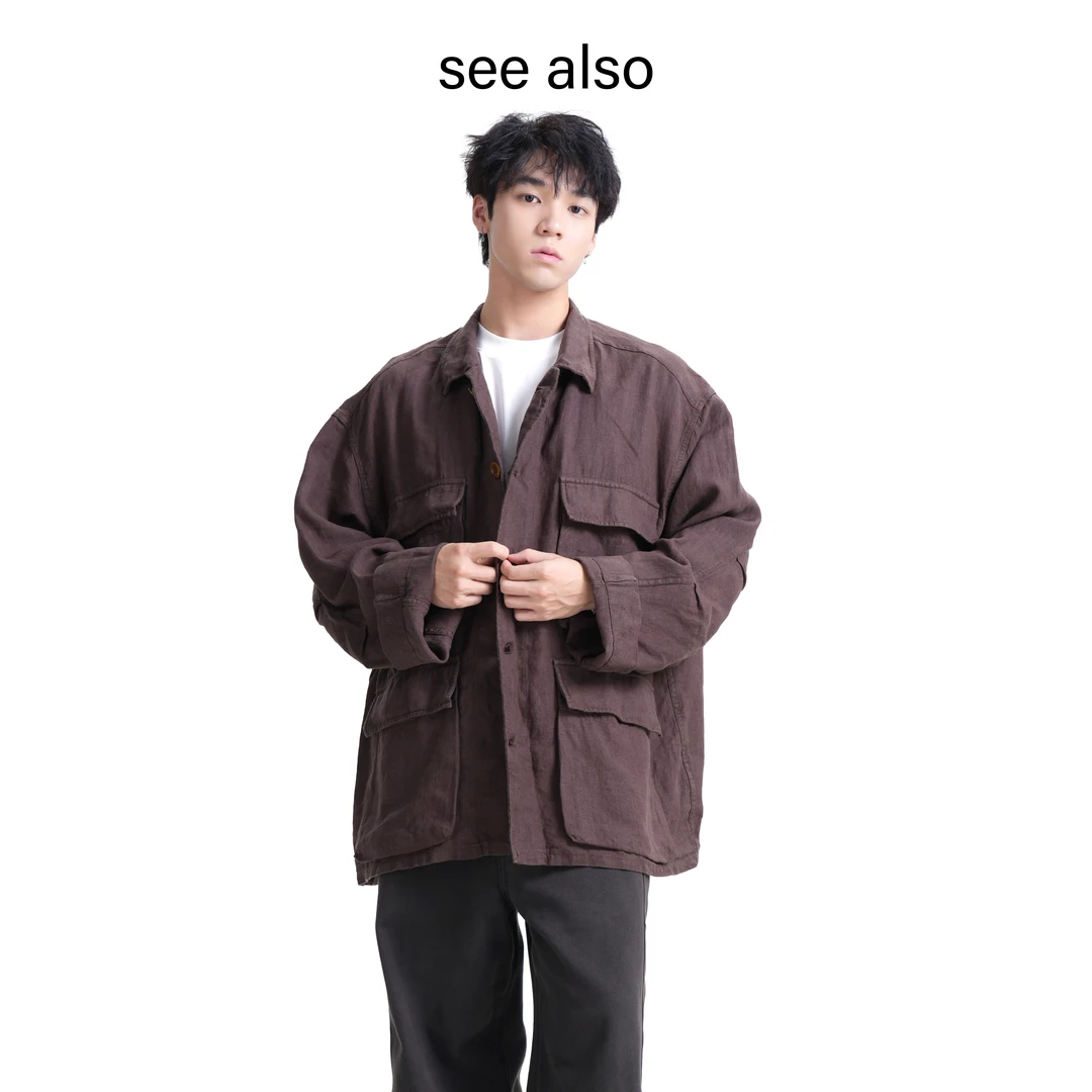 SEE ALSO 松弛时髦感100%麻外套立体口袋休闲百搭翻领夹克 LD4156