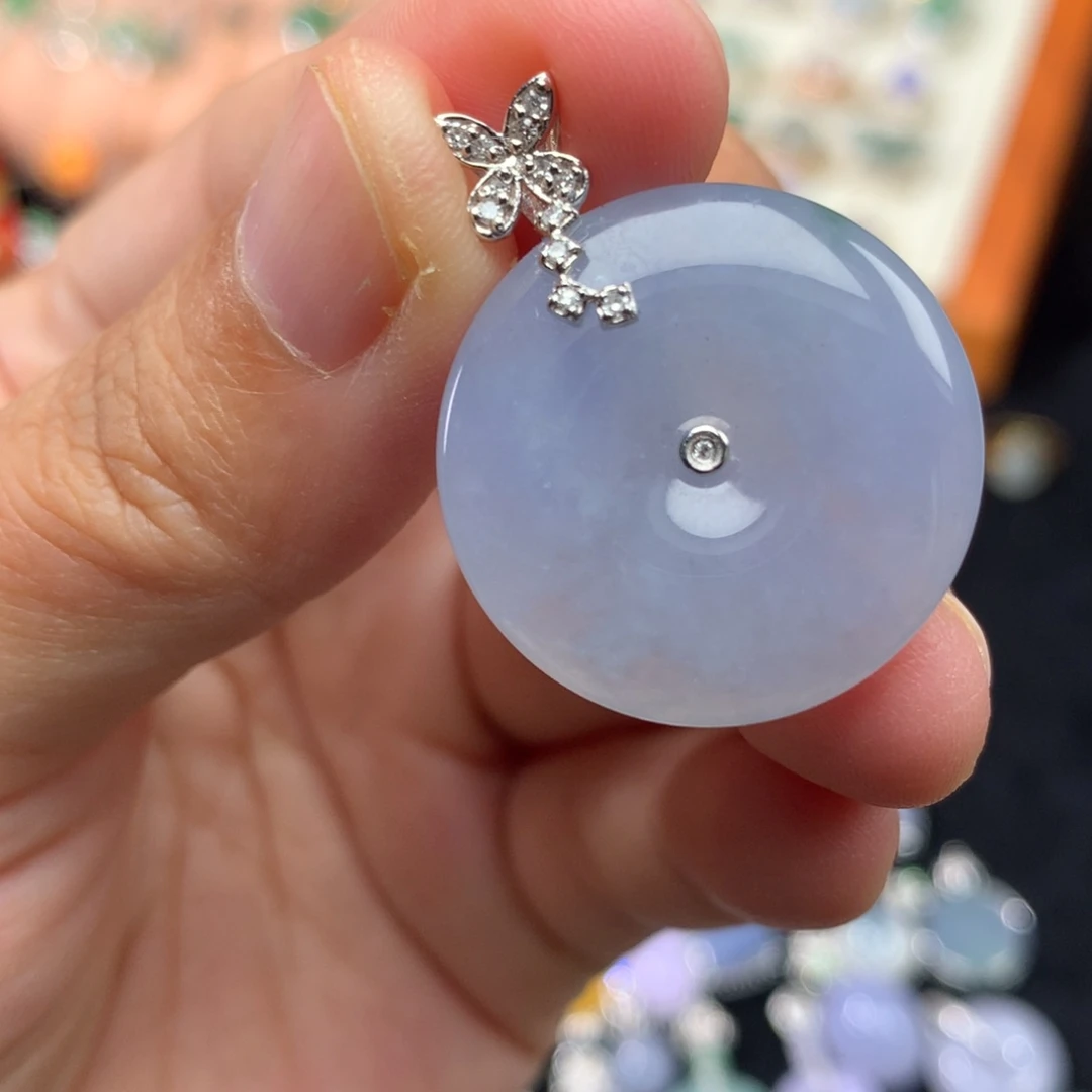 吊坠(不含链)18K金镶嵌翡翠