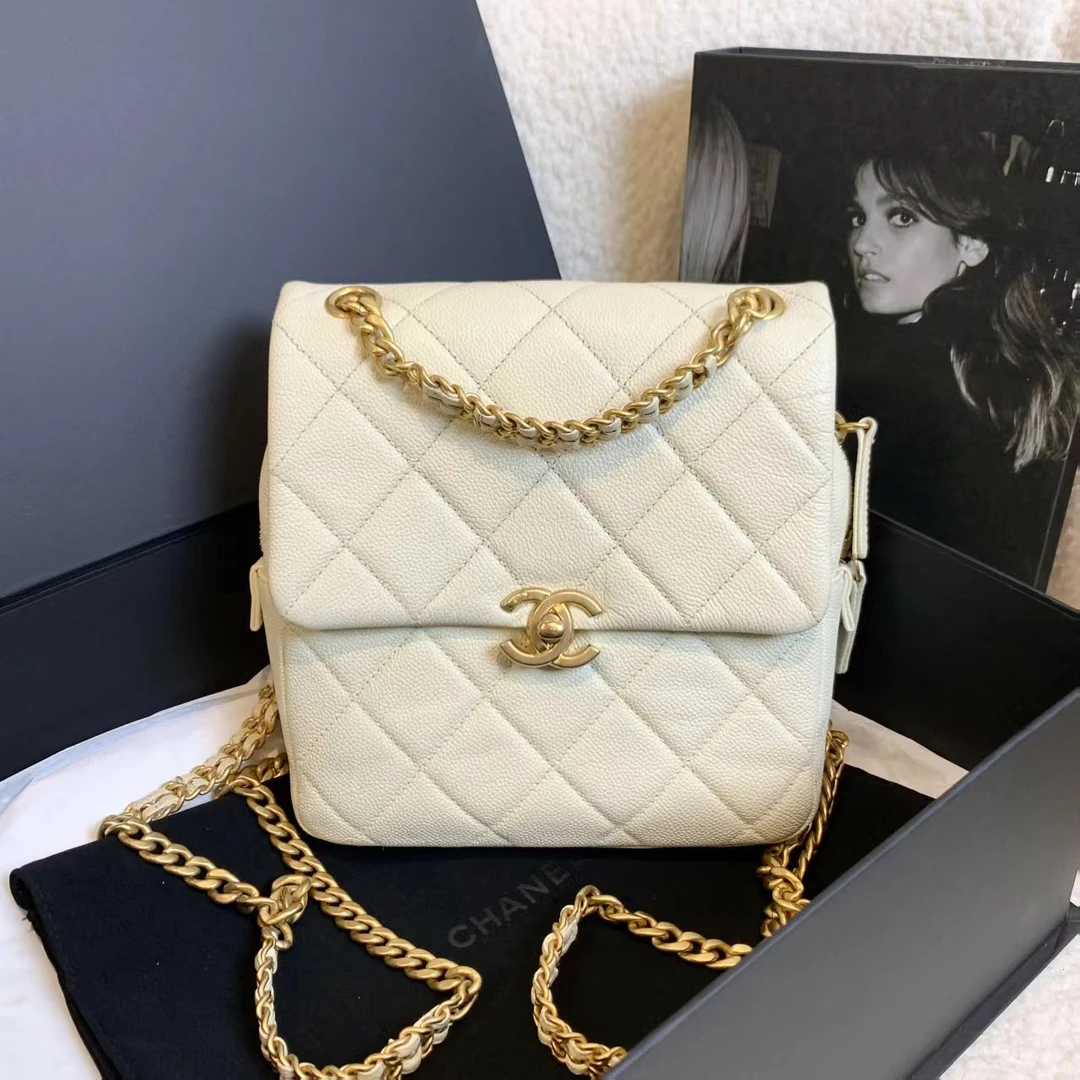 99新 Chanel/香奈儿 壹臻/22P白金ado鱼子酱双肩包 98246706