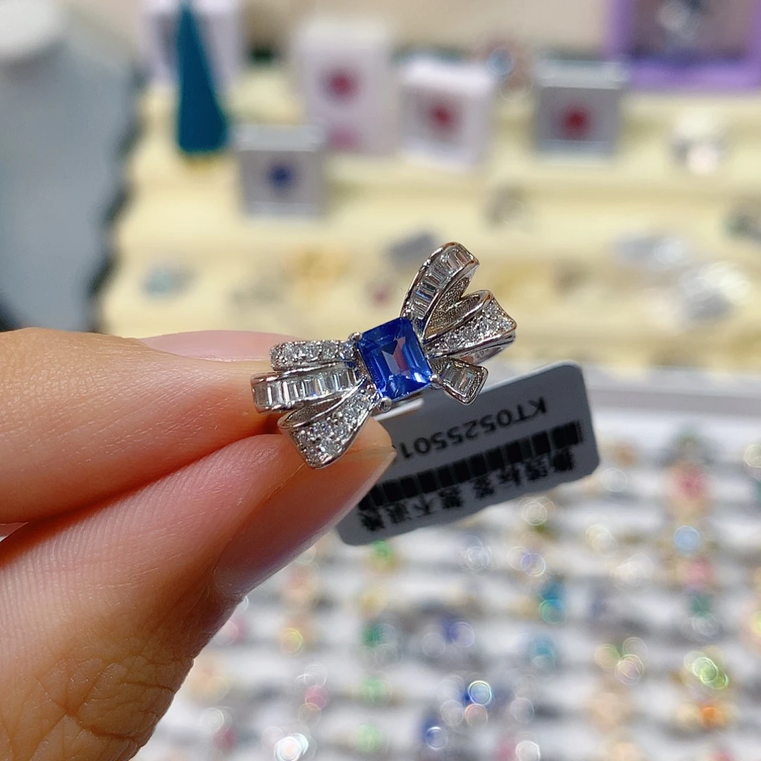 戒指蓝宝石银S925镶嵌