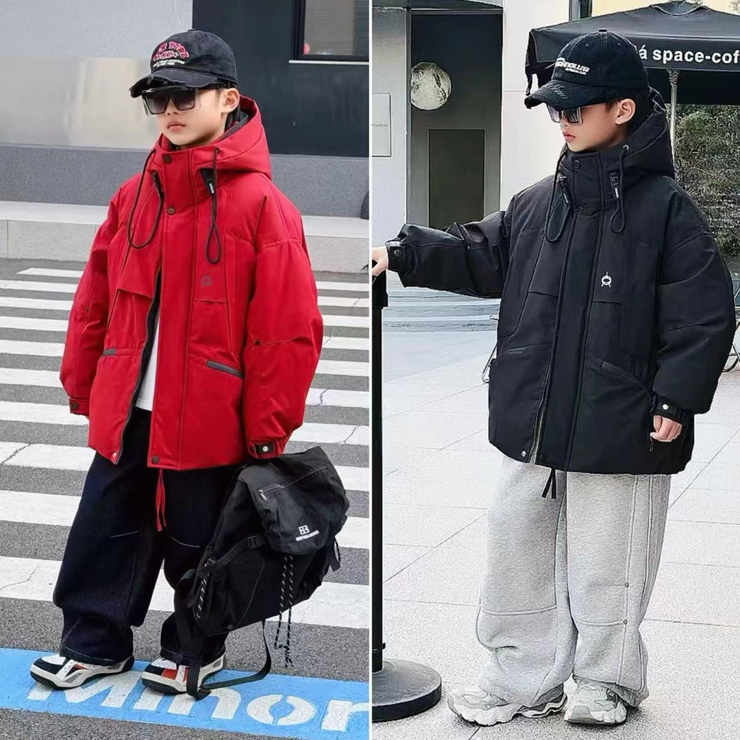 嘟妈童装 青少年冬季中长款加厚羽绒服中大童保暖外套8801