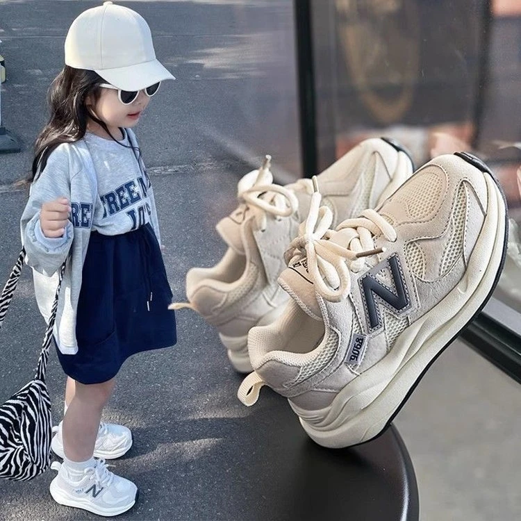 ABC 儿童n字运动鞋透气女童老爹鞋2025春季新款宝宝轻便跑步鞋子