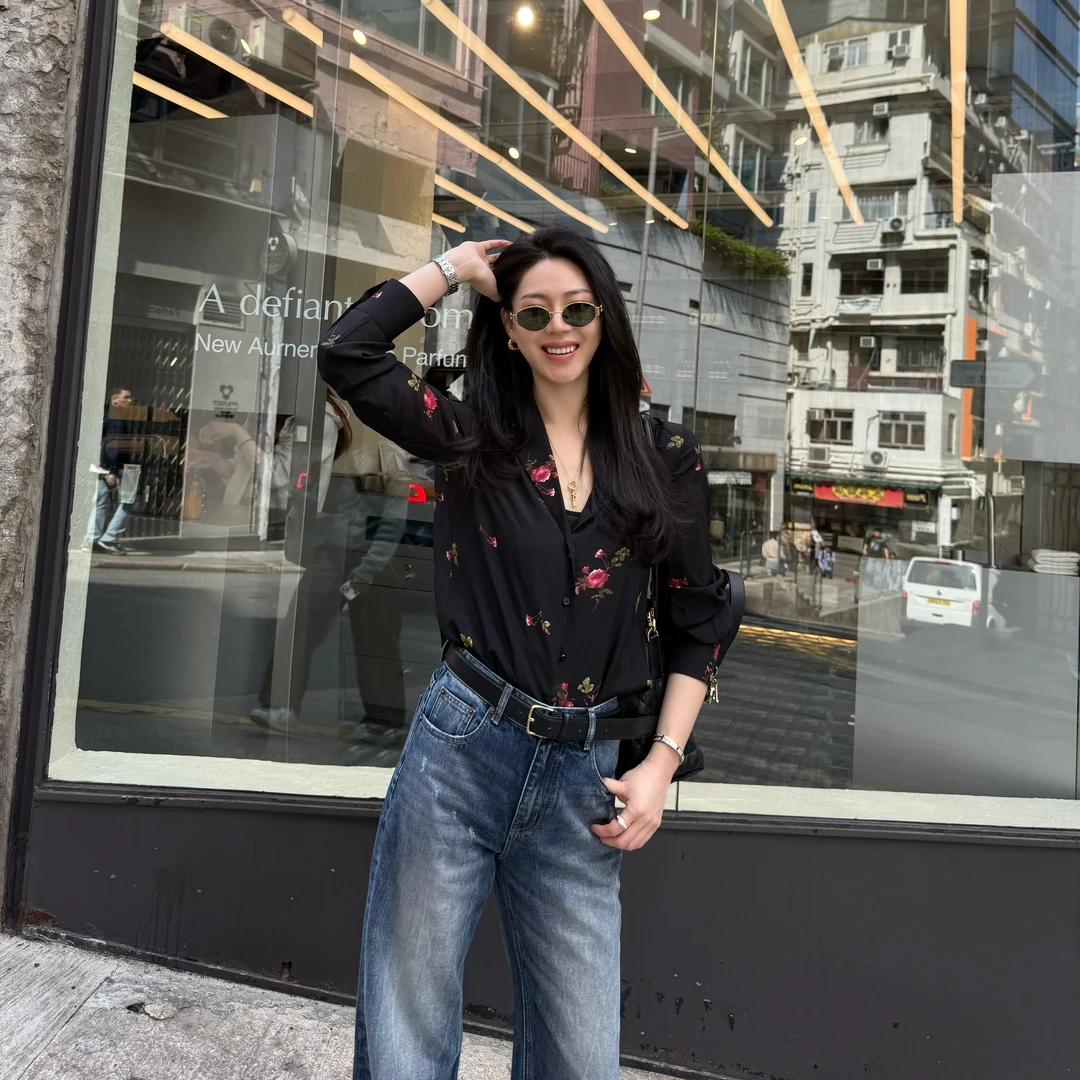 王嬛嬛MsLime25年春款【罗曼蒂克】100桑蚕丝花色衬衫 HD2A0909