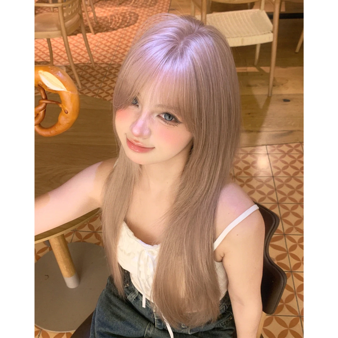 【提拉米苏】AG假发网红修脸减龄显小长直发全头套齐刘海碎发高层次