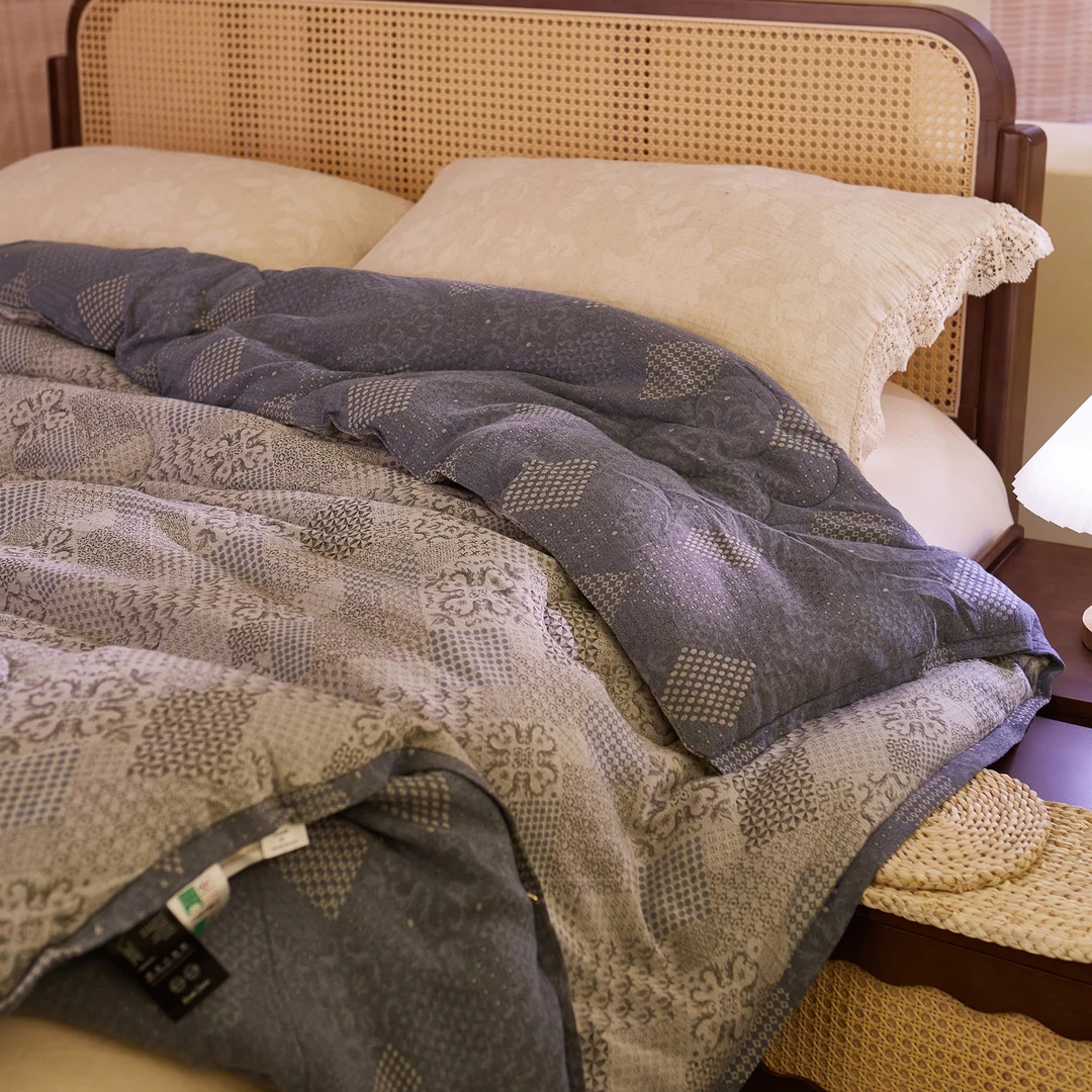 【无季棉品·四季被】马德里·山居全棉深睡双层纱羊绒蛋白四季被