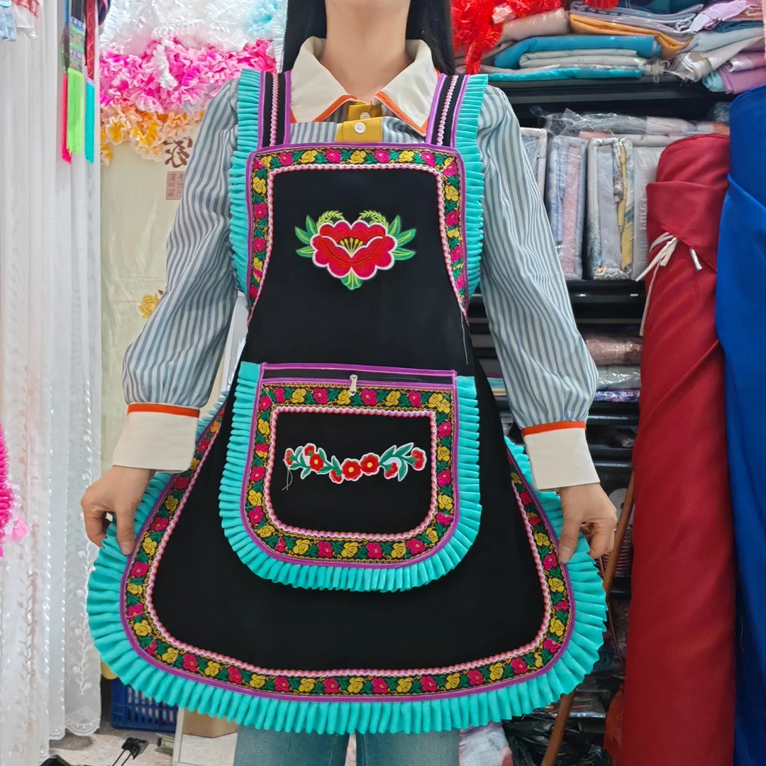 新款民族风围裙厨房专用时尚可爱防尘防污工作服自产自销