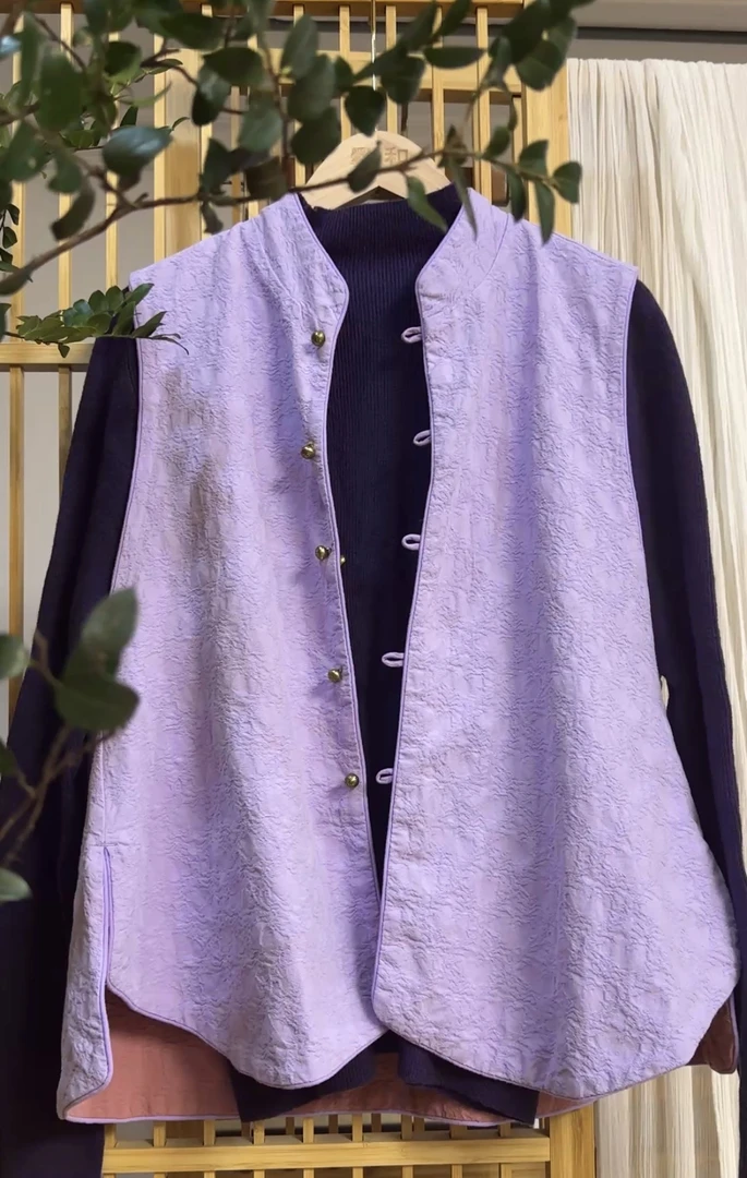 爨和   双层  棉麻双面可穿马甲