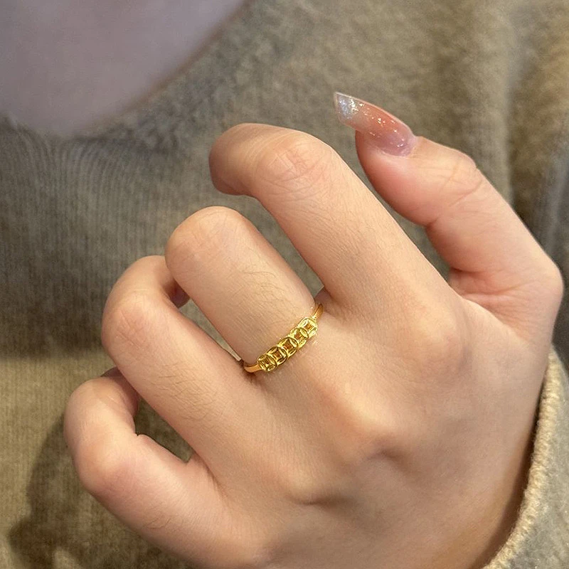 铜合金戒指 新中式五帝币戒指女款精美气质百搭可调节钱多多指环