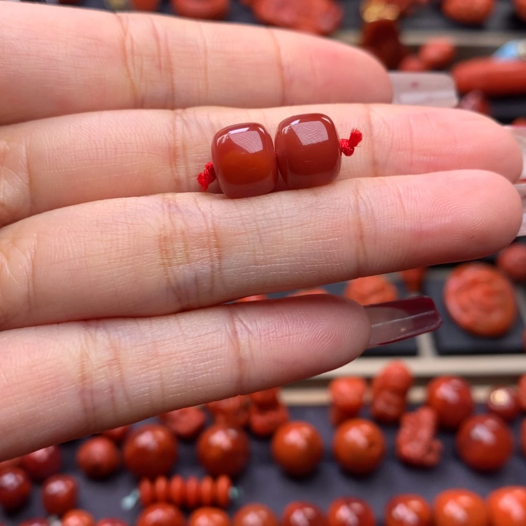 【闪购商品】南红玛瑙老型对珠9mm➕未镶嵌