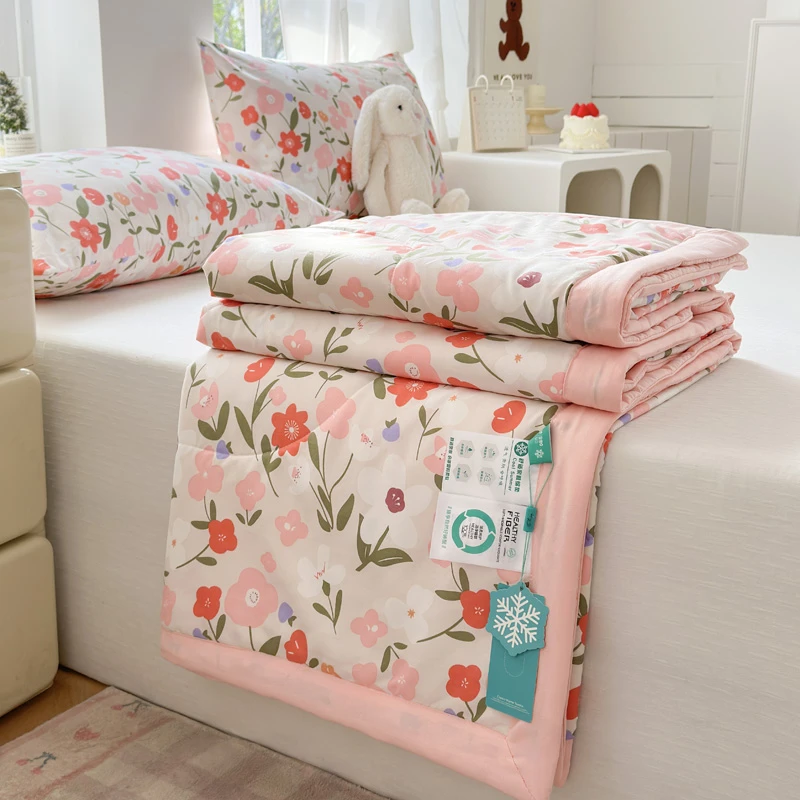 本诗朵小清新印花夏凉被机洗夏季空调被双面亲肤夏被柔软透气