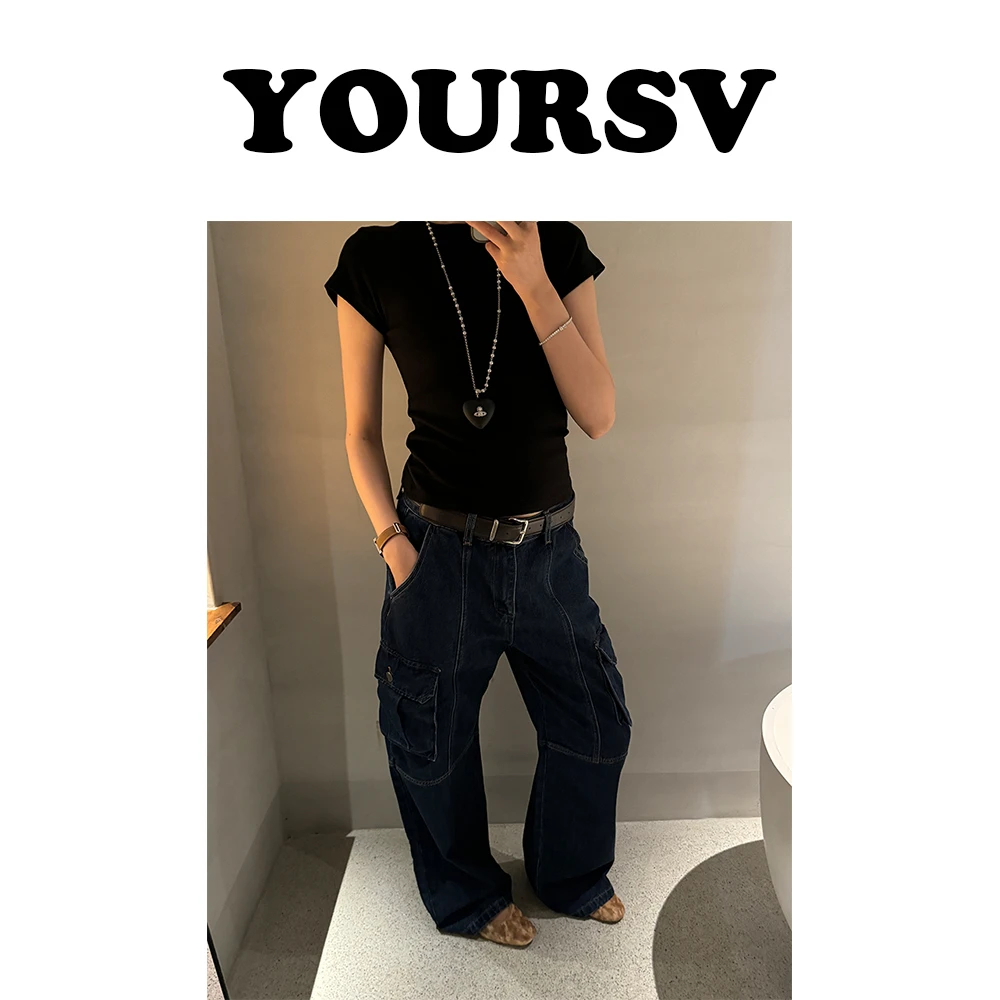 【YOURSV】「自留款工装裤」秋季美式高腰直筒牛仔裤口袋设计感工装裤