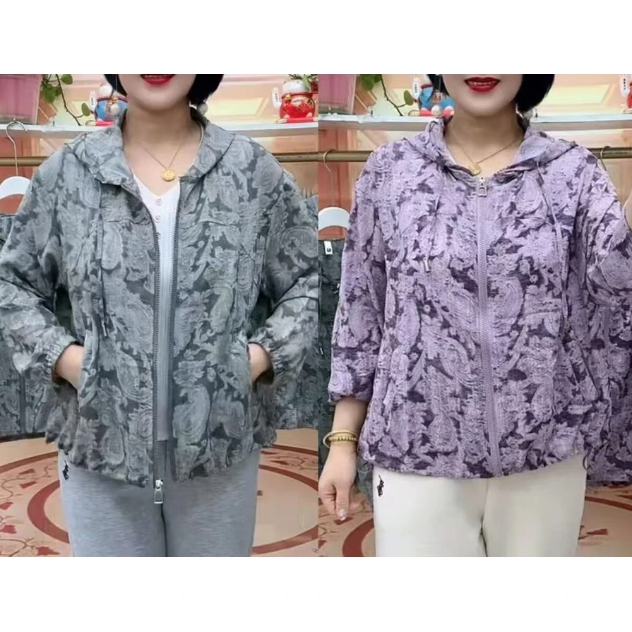 夏季新款连帽长袖显瘦百搭休闲防晒妈妈外套