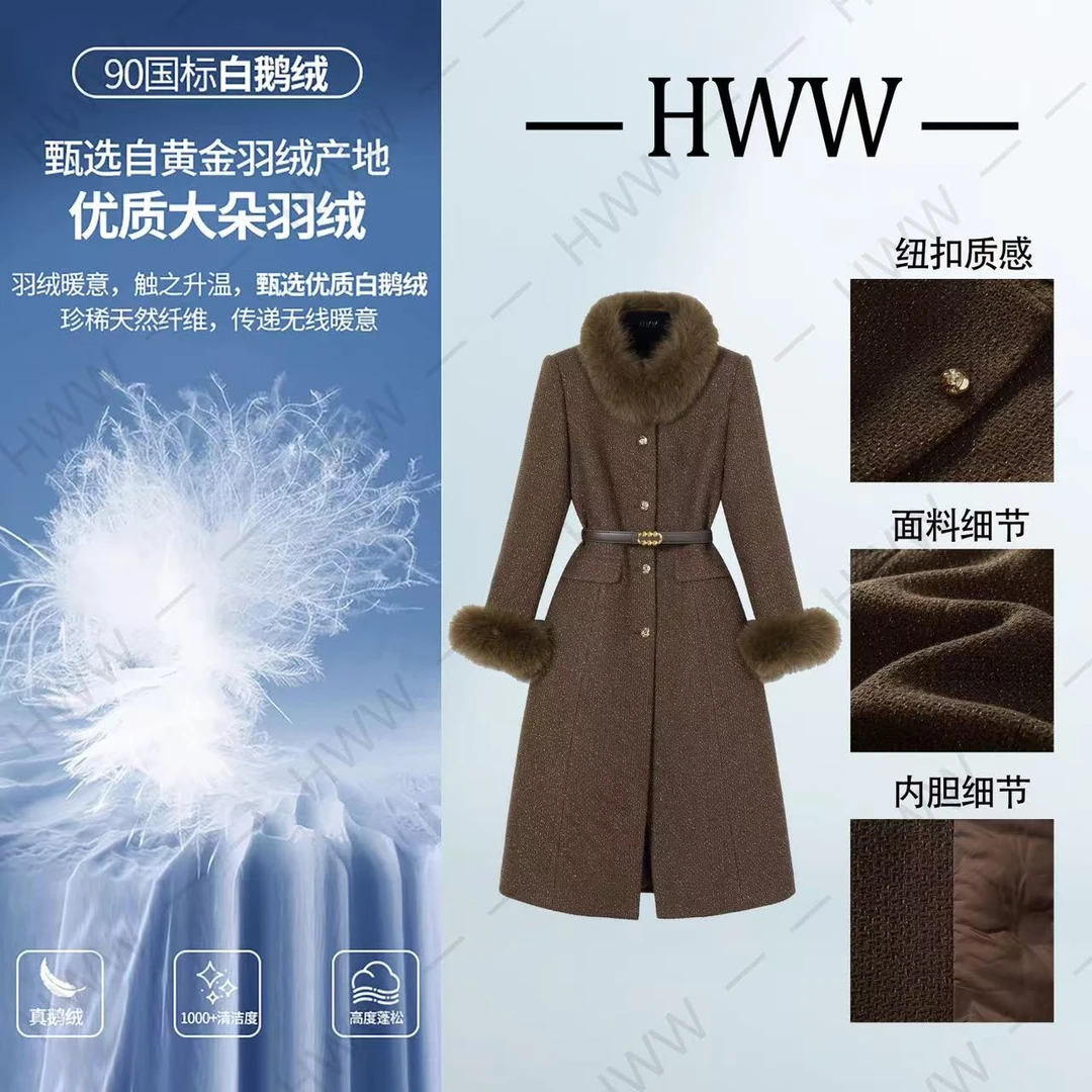 绵羊毛鹅绒服（袖子已加绒）毛领狐狸毛气质显瘦鹅绒服DHZZR407933
