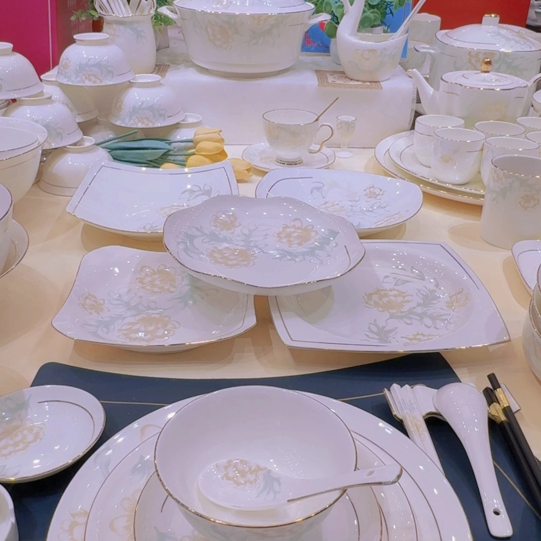 45%以上骨粉骨瓷景德镇描金清雅套装