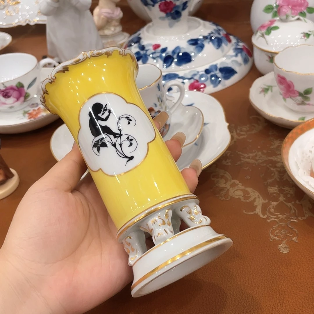 瓷片中古四杠小花瓶