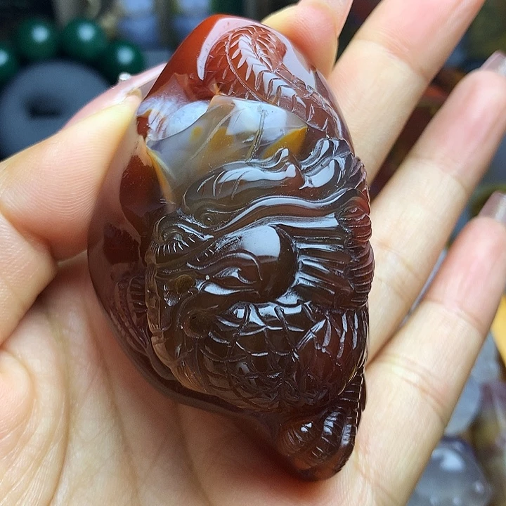 硅化玉未镶嵌吊坠(不含链)龙手把件