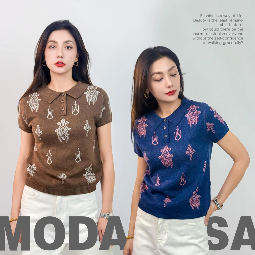 MODANISA民族风polo衫时尚设计师潮牌男女装复古（mdn-203）
