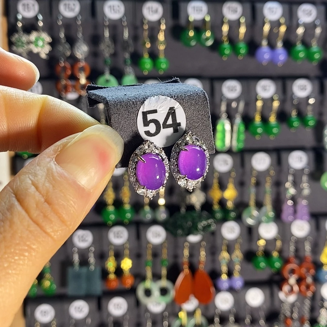 银S925镶嵌翡翠耳饰54