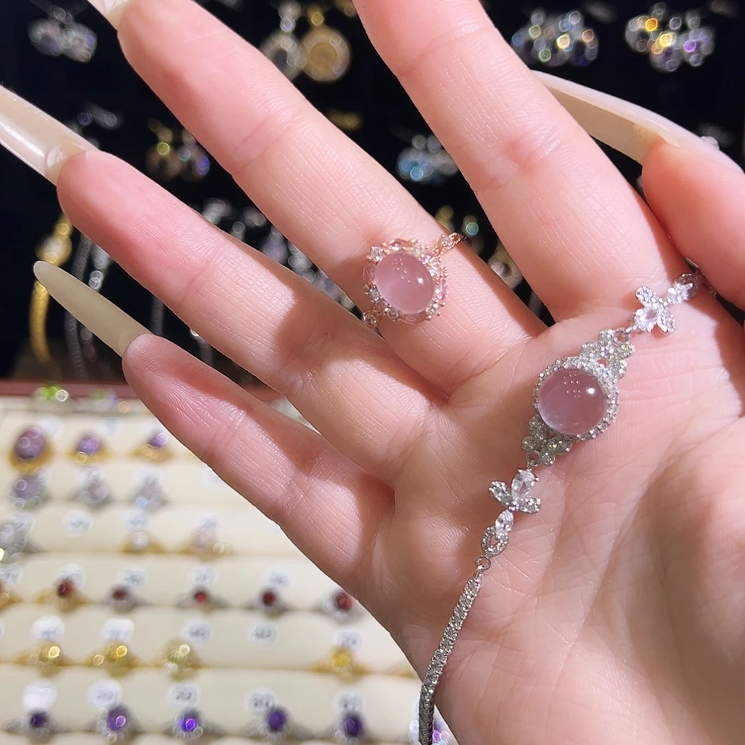 山***里银S925镶嵌戒指水晶
