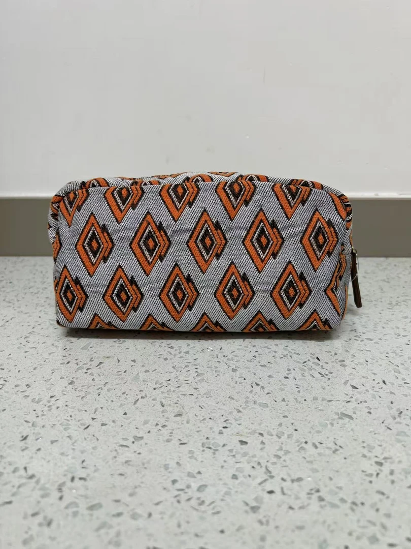 长方形气质手包式防尘格子花色潮流化妆包布艺小清新休闲风