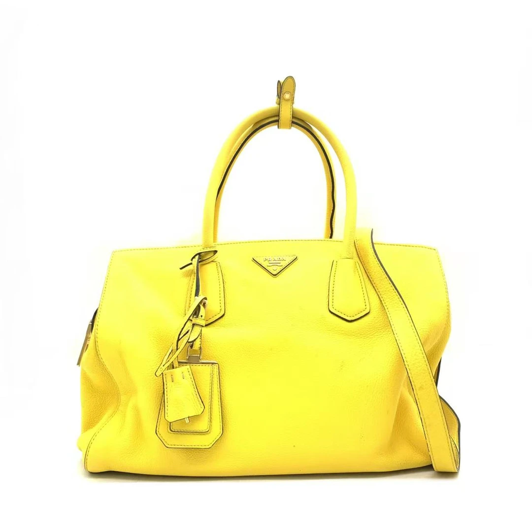 95新 Prada/普拉达 【安则专属】黄色托特包