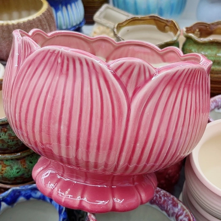 多肉绿植陶瓷花盆9.9包邮，有孔