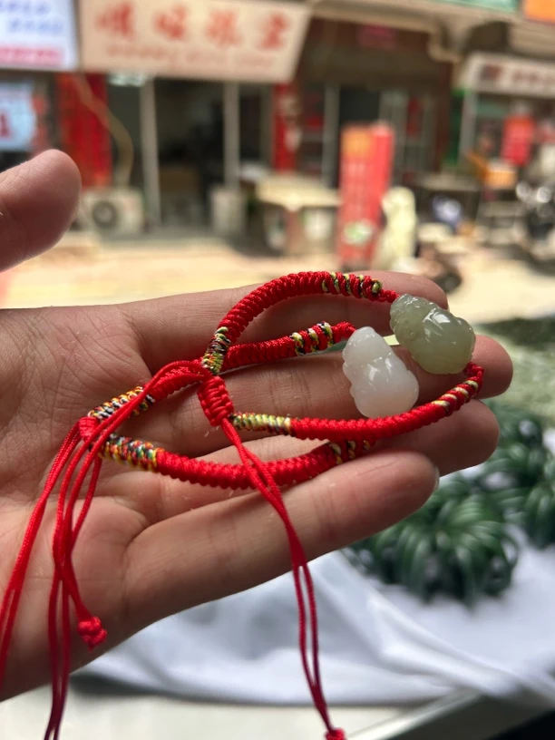 【潜珑】WX-3842和田玉貔貅五彩绳编织红手绳