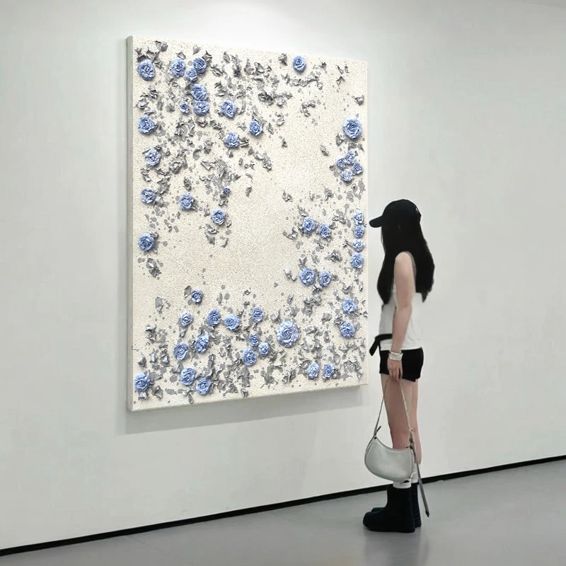 【幽梦玫影】手绘油画客厅装饰画别墅沙发背景墙挂画立体花卉艺术画