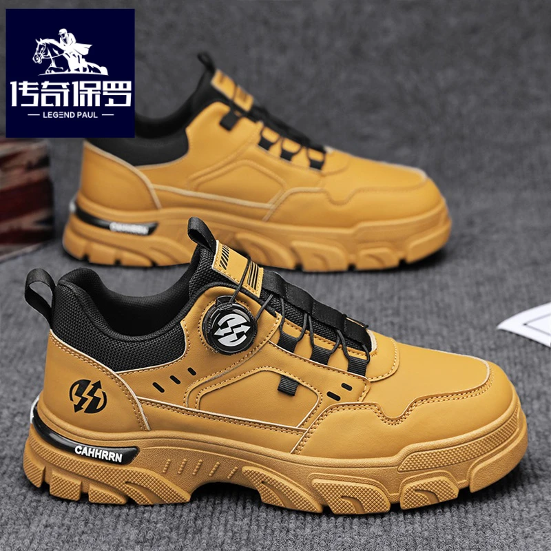 传奇保罗正版劳保男鞋冬季工地干活工装鞋男士工作低帮马丁鞋厚底