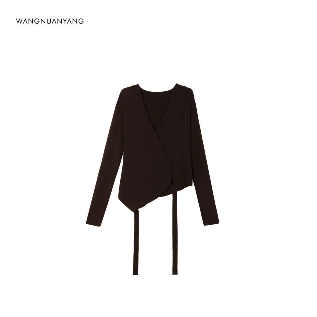 【设计师款】心动时刻|设计感一片式绑带收腰调节V领针织小衫