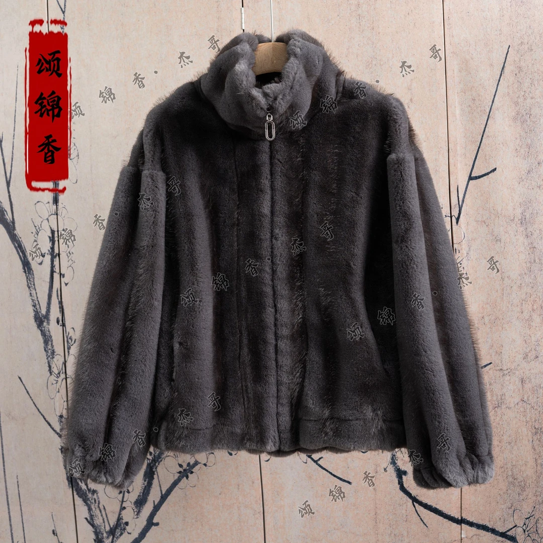【锦】思思同款冬季气质轻奢休闲小香风拉链毛毛一体外套A152