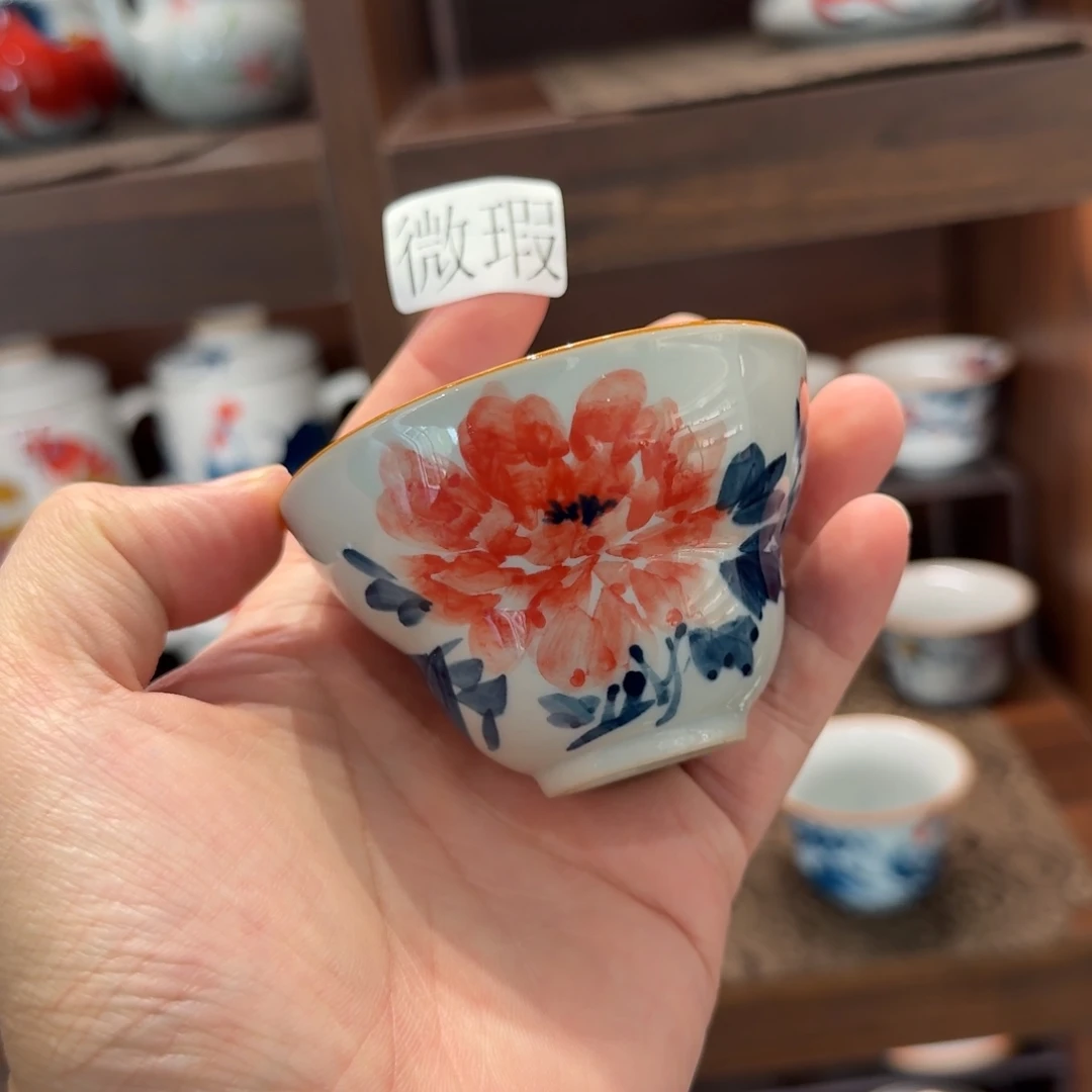 釉下手绘茶具微瑕