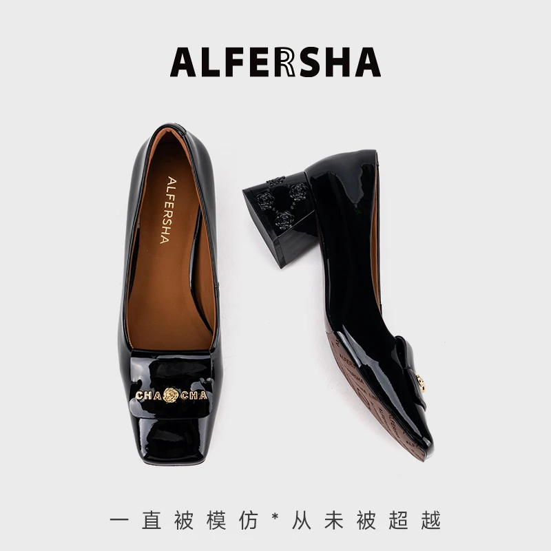 2025新款阿芙莎联名系列9688837时尚百搭气质山茶花高跟包头单鞋D