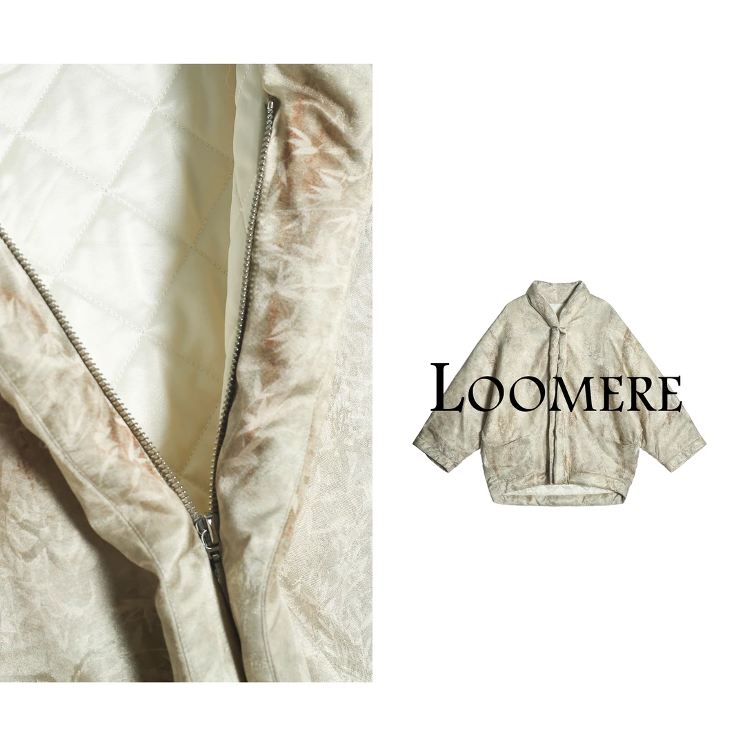 【朝云辞】满分桑蚕丝重缎提花厚款羊毛夹袄上衣25L1122