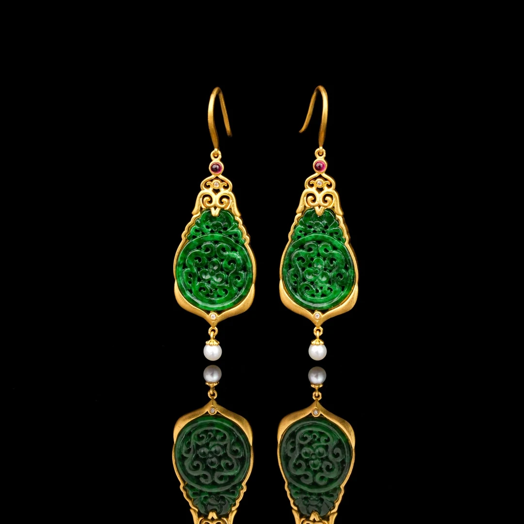 ZOCAI/佐卡伊古法黄金清辉浅吟耳饰E03878