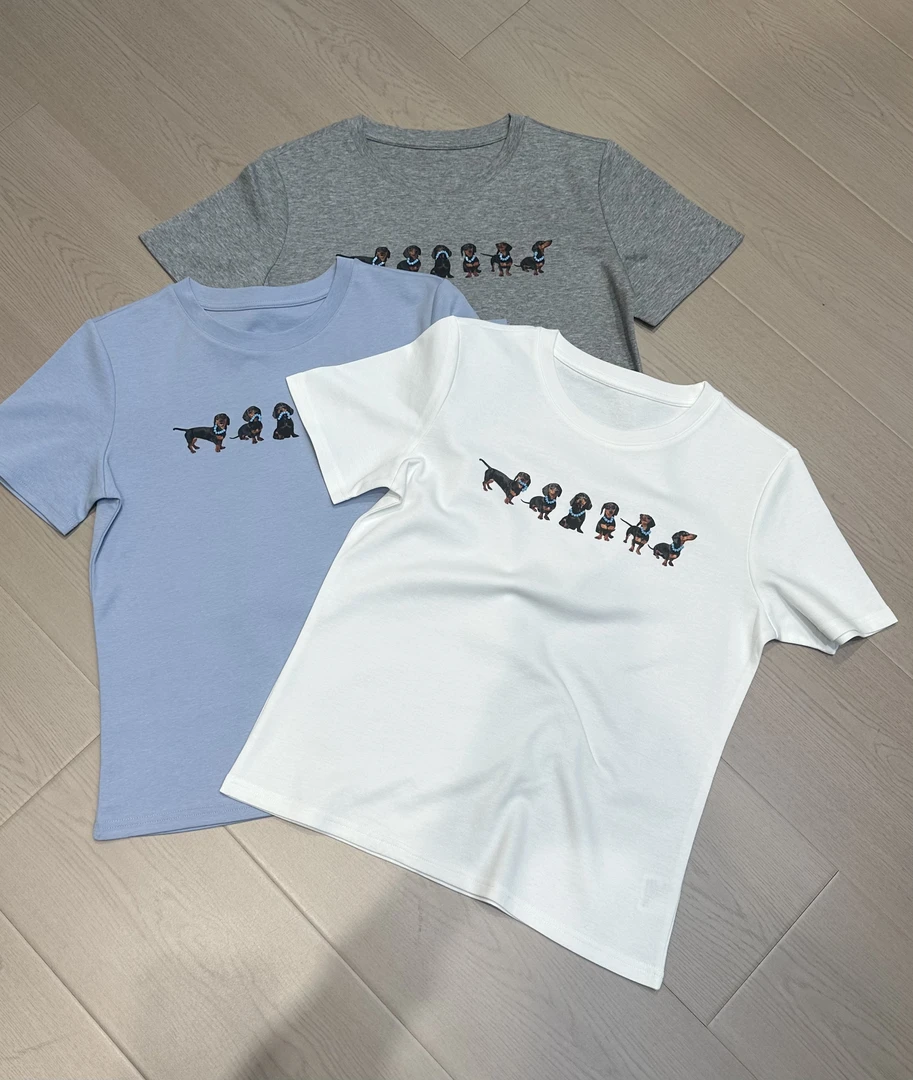 阿玉家&新款T恤小狗印花简约款短袖#6598