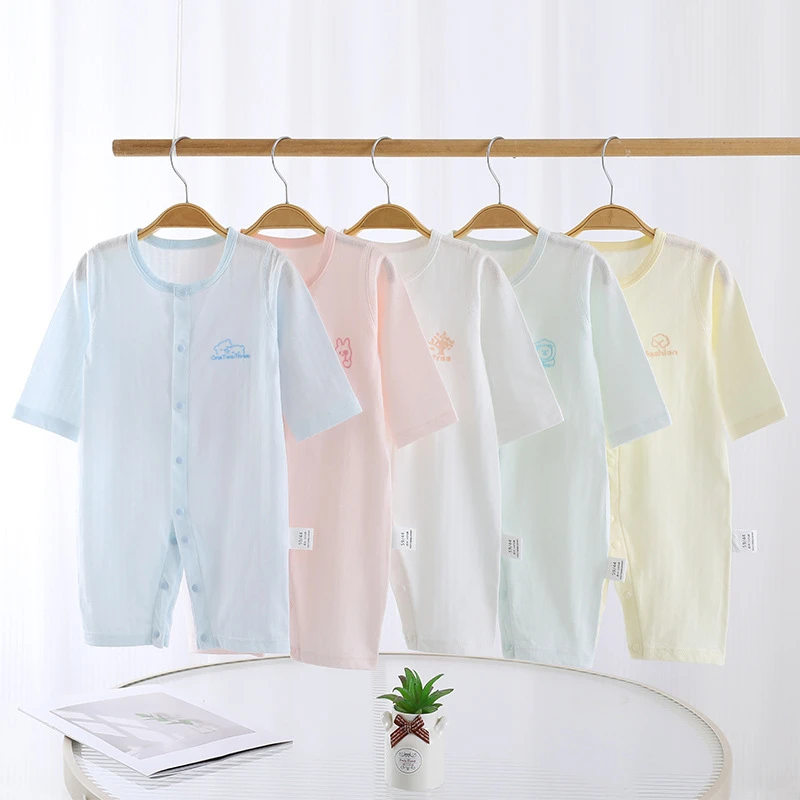 夏季薄款婴儿连体衣a类纯棉新生儿宝宝衣服哈衣爬服空调服婴童装