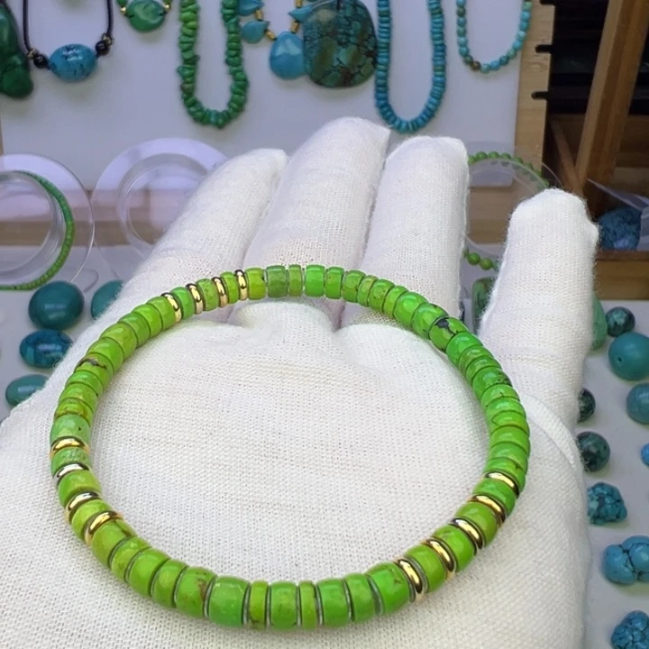 绿松黄直切手串5.0mm兰